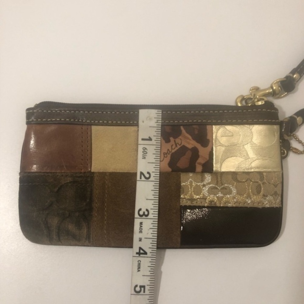 Coach Brown Multi Texture Patchwork Wristlet Bag - image 7